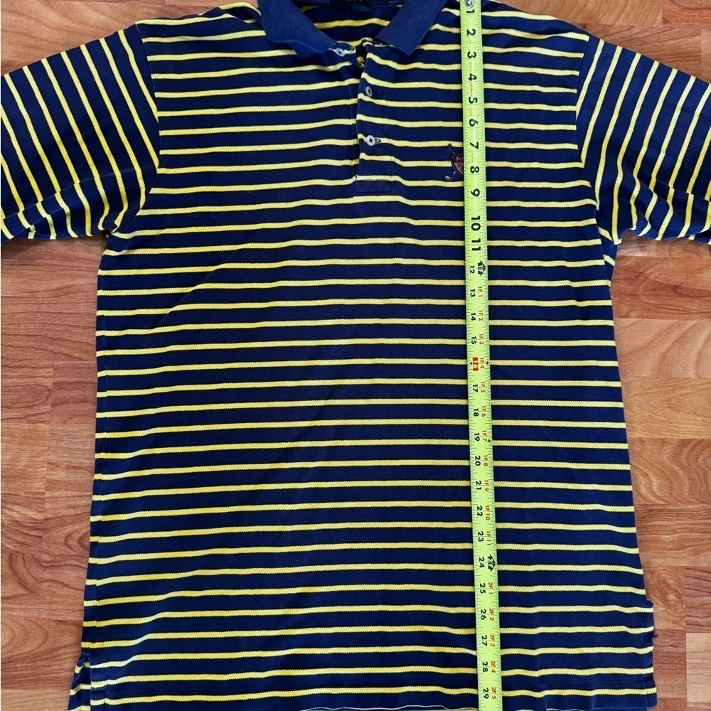 Vintage Polo Golf Ralph Lauren Polo Shirt Mens XL Blue Yellow Striped Crest 90s